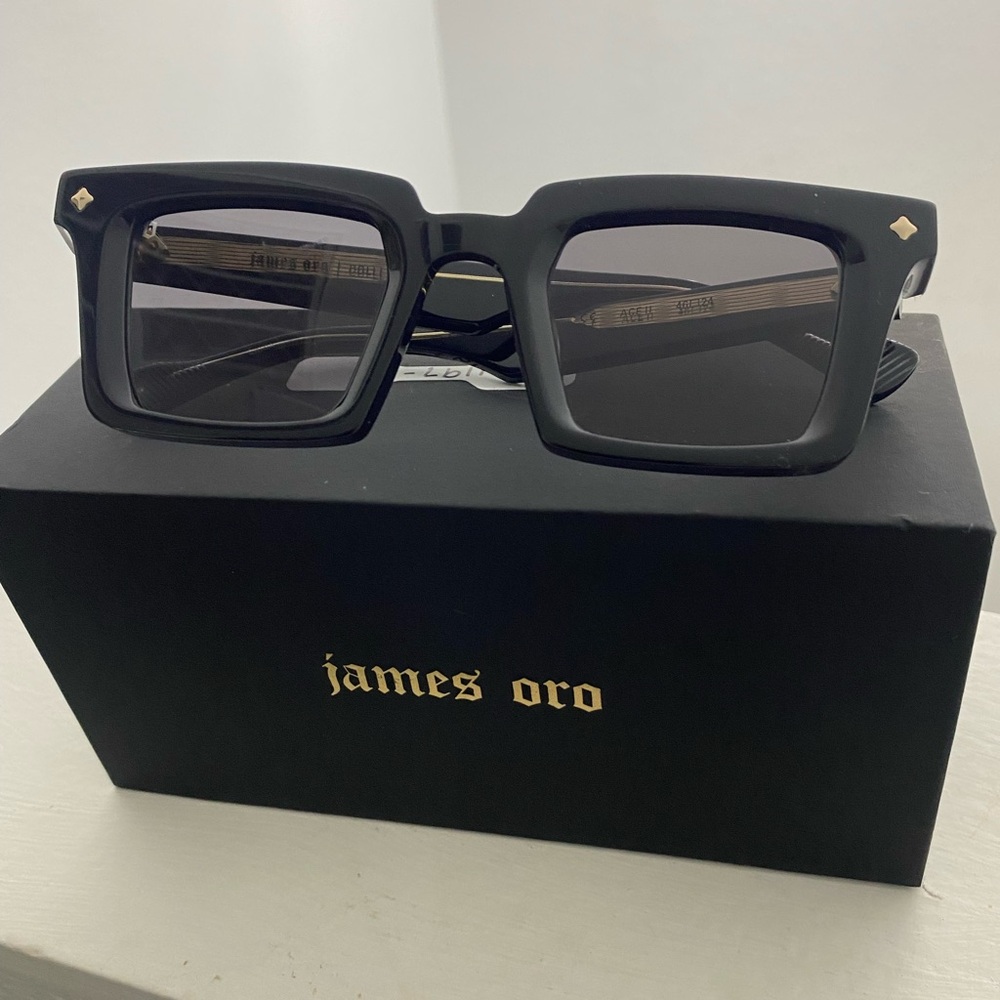 James Oro Dark Square Sunglasses